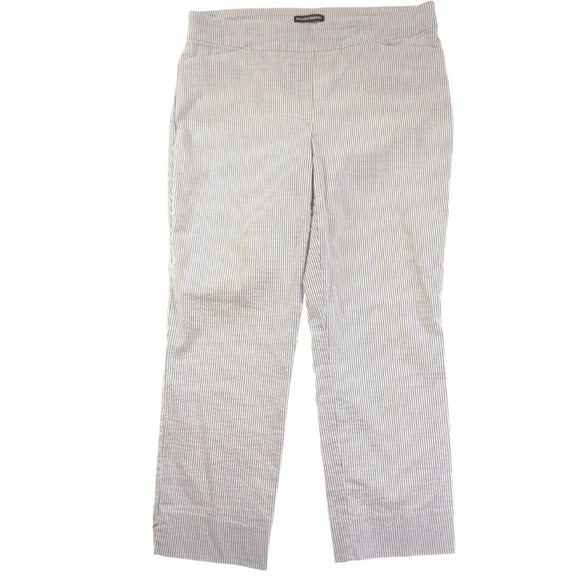 Hilary Radley Pants - Hilary Radley White & Beige / Tan Striped Capri Pants Womens Size L